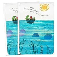 Hallmark Pack of 2 Get Well Soon, Encouragement Cards (Floating Turtle)