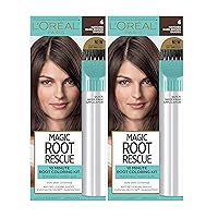 Magic Root Rescue 10 Minute Root Hair Coloring Kit, Permanent Hair Color with Quick Precision Applicator, 100 percent Gray Coverage, 4 Dark Brown, 2 count