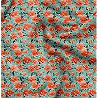 Soimoi Poly Taffeta Orange Fabric by The Yard - 56 Inch Wide - Florals Print Fabric - Elegant and Timeless Patterns for Fashion and Home Decor Printed Fabric