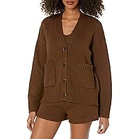 The Drop Women's Brigitte Chunky Button-Front Pocket Ribbed Cardigan