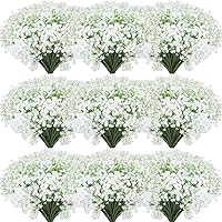 80 Pcs Artificial Baby Breath 20.5 Inch Gypsophila Flowers Bouquets Faux Gypsophila Flowers DIY Floral Bouquets Real Touch Flowers for Wedding Decor Arrangement Wreath Home Party, White