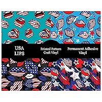 American Flag Pattern Vinyl Permanent Adhesive Vinyl Bundle Kissing Lips 4 Sheets 12x12 Works w All Craft Cutters