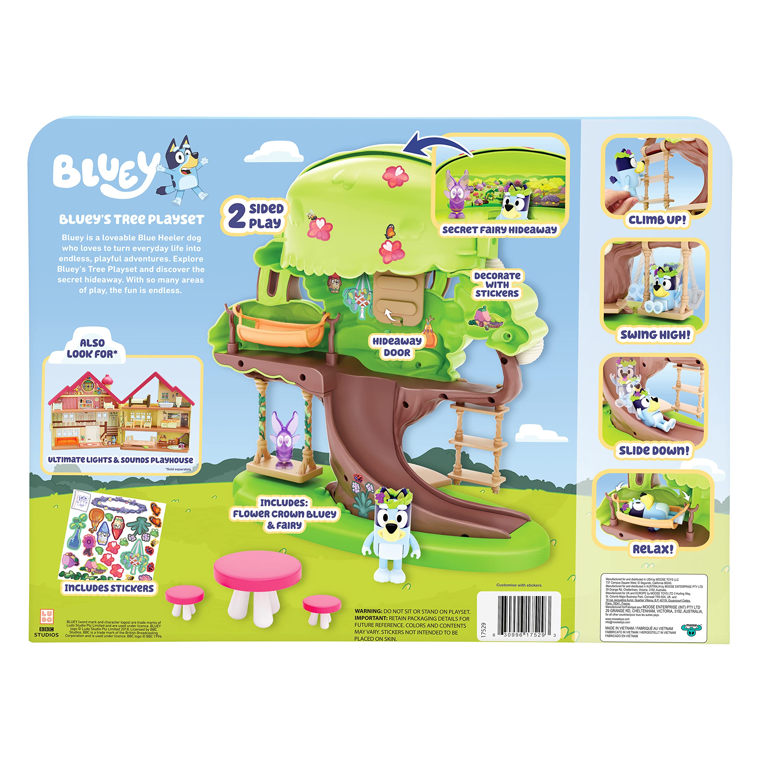 Bluey Tree Playset with Secret Hideaway, Flower Crown and Fairy Figures and Accessories