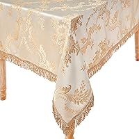 Violet Linen Majestic Damask Design Tablecloth - Beige 60