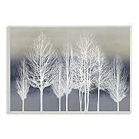 Stupell Industries Modern Tree Forest Winter Landscape Over Pattern, Designed by Kate Bennett Wall Plaque, Blue