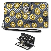 Bella Taylor RFID Wristlet Cash System Wallet for Cash Envelope Budgeting | Money Organizer Budget Wallet | Cash Stuffing Wallet | Quilted Cotton Dotted Daisy Charcoal Floral