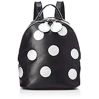 Bonbon 12-0016 Genuine Leather Round Polka Dot Patchwork Backpack, 10 Black