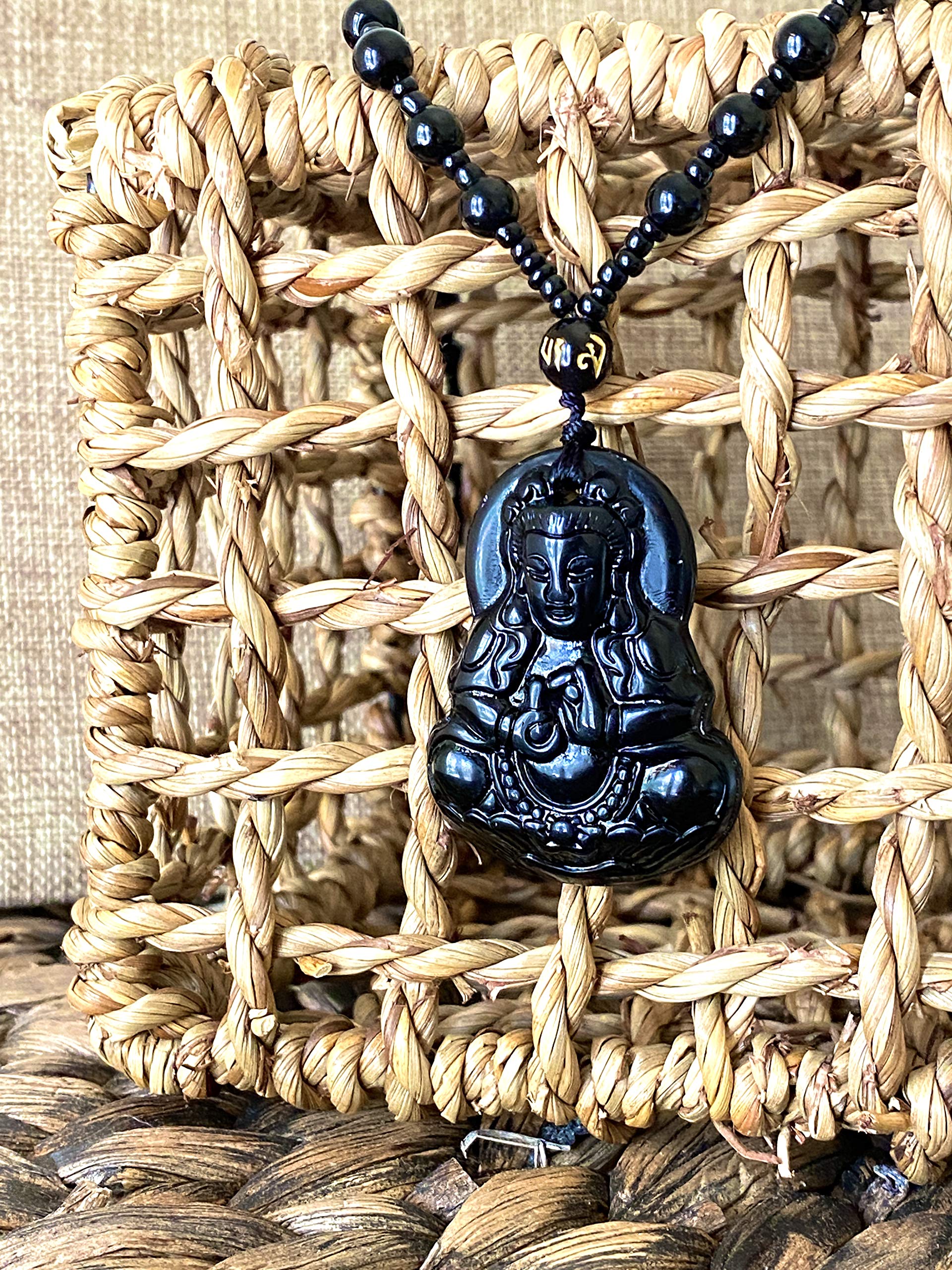Real Laughing Buddha Black Jade Stabilized Turquoise Bodhisattva Amulet Talisman Pendant 24