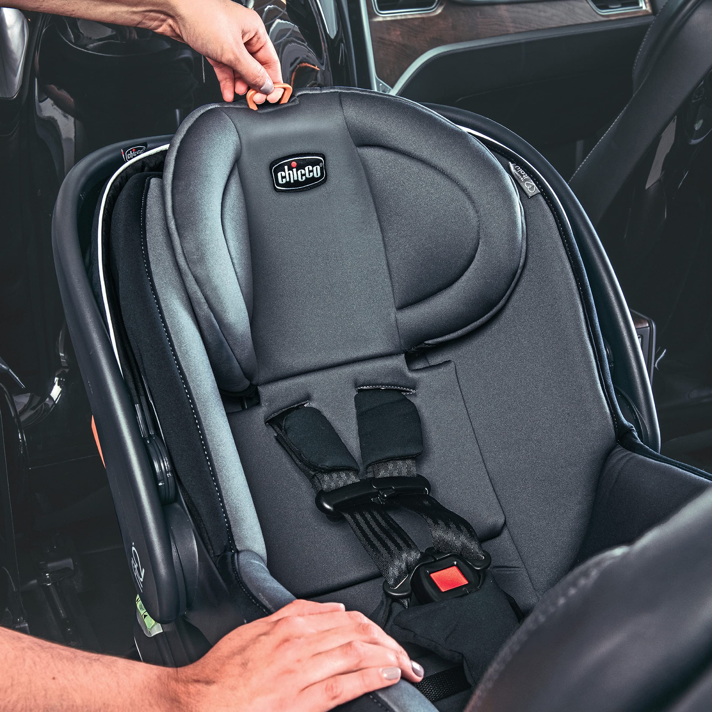 Chicco Fit2 Adapt Infant and Toddler Car Seat and Base, Rear-Facing Seat for Infants and Toddlers 4-35 lbs., Includes Infant Head and Body Support, Compatible with Chicco Strollers | Ember/Black