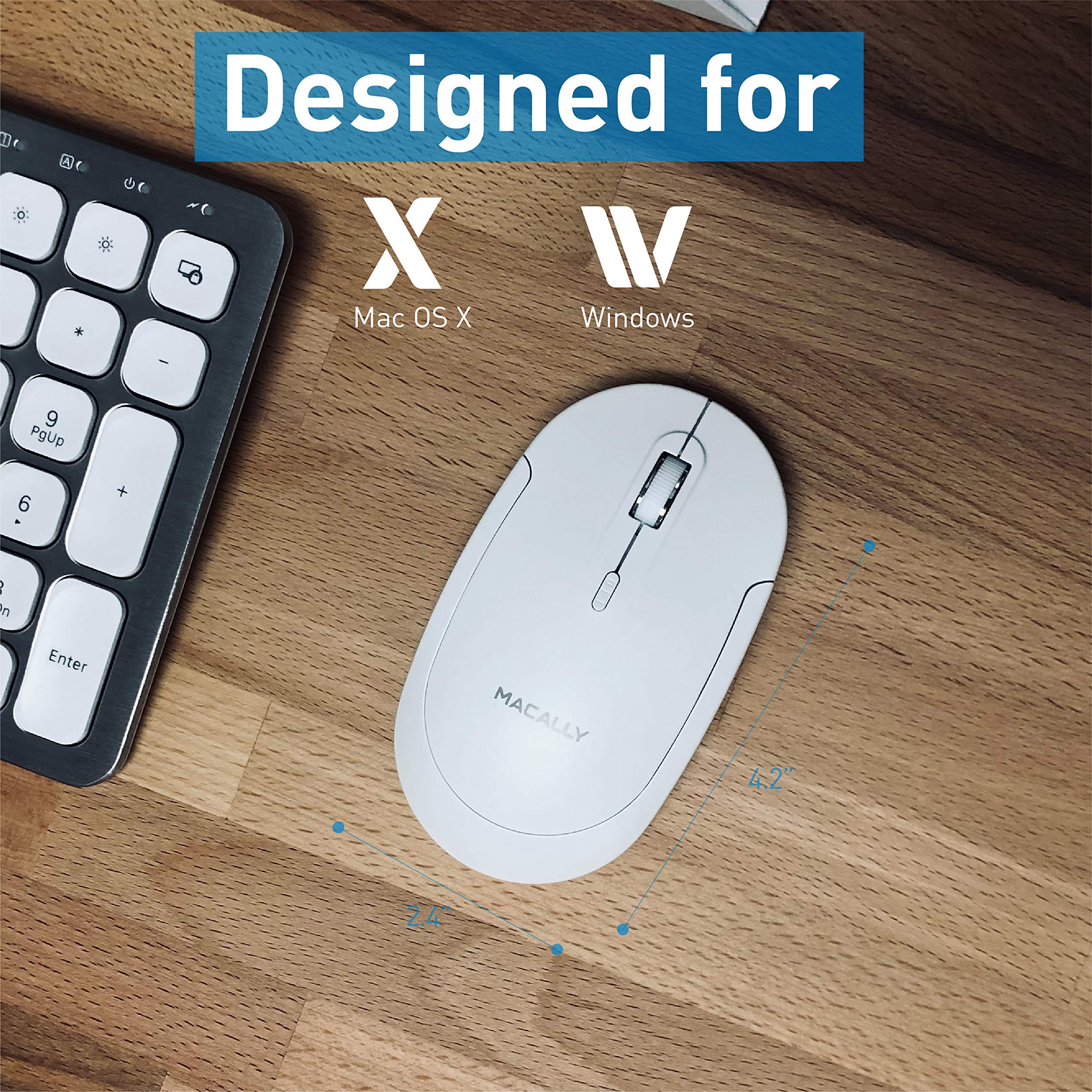 Macally Wireless Ergonomic Keyboard and a Quiet Click Mouse, Work Like You're Supposed to.