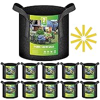 iPower 10-Pack 2 Gallon Thickened Aeration Nonwoven Fabric Pots Plant Grow Bags with Strap Handles for Garden, Black
