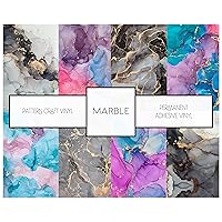 Generic Marble Pattern Vinyl Permanent Adhesive Craft Vinyl Colorful Galaxy Ombre Patterns 12 inch by 12 inch - 3 Sheets