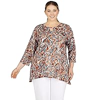 Ruby Rd. Womens Womens Plus-Size Marbled Sublimation Top