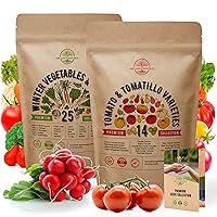 25 Winter Vegetable & 14 Rare Tomato & Tomatillo Seeds Variety Packs Bundle Non-GMO Heirloom Seeds for Indoor and Outdoor Over 7300 Vegetable & Tomato Seeds