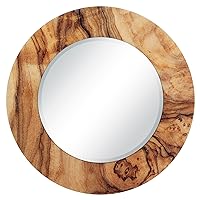 Forest Round Beveled Mirror on Free Floating Reverse Printed Tempered Art Glass, 36