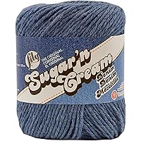 Lily Sugar 'N Cream The Original Solid Yarn, 2.5oz, Medium 4 Gauge, 100% Cotton - Blue Denim - Machine Wash & Dry
