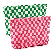 Checkered Makeup Bag for Women Travel Large Cosmetic Bag Set Cute Makeup Pouch for Purse Zippered Toiletry Bag Organizer Cute Y2K Trendy Aesthetic Makeup Brushes Storage Bag Makeup Case