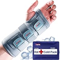 Carpal Tunnel Wrist Brace | Night Sleep Support Brace, Removable Metal Wrist Splint- Hot/Ice Pack, Left Hand, Small/Medium, Adjustable Hand Brace for Men, Women, Relieve and Treat Wrist Pain