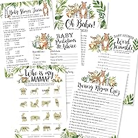 50 Woodland Baby Prediction And Advice Cards, Trivia Games, etc, 25 Baby Animal Matching, Nursery Rhyme Game - 6 Double Sided Cards Baby Shower Games Funny, Baby Shower Ideas Baby Sprinkle Games
