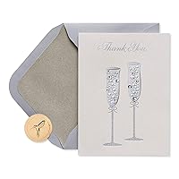 Papyrus Wedding Thank You Cards with Envelopes, Champagne Flutes (8-Count)