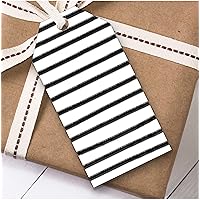 Black & White Stripes Christmas Gift Tags (Present Favor Labels)