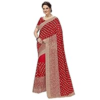 PANASH TRENDS women's heavy embroidered silk saree women (red)