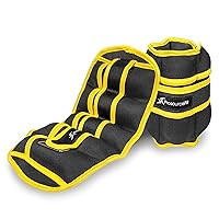 ProsourceFit Ankle/Wrist and Arm/Leg Weights Set of 2, Adjustable Strap 1 lb to 5 lb, Adjustable Weight15 lb for Men and Women, Yellow adj Weight 15lb (ps-1236-aw-adj)