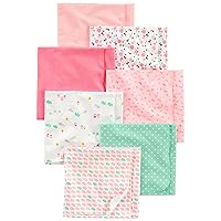 Simple Joys by Carter's Unisex Babies' Muslin burp cloths, Pack of 7, Pink/White, One Size