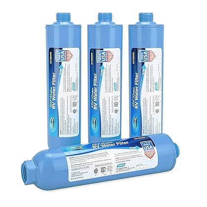 Camco TastePURE Camper/RV Water Filter | Inline Water Filter Reduces Bad Taste, Odor, Chlorine & Sediment | Ideal for RVs, Campers, Travel Trailers, Boats | Made in the USA | 4-Pack (40042)