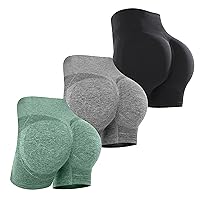 Women's 3 Piece Butt Lifting Shorts High Waist Tummy Control Yoga Shorts Seamless Ruched Booty Workout Shorts