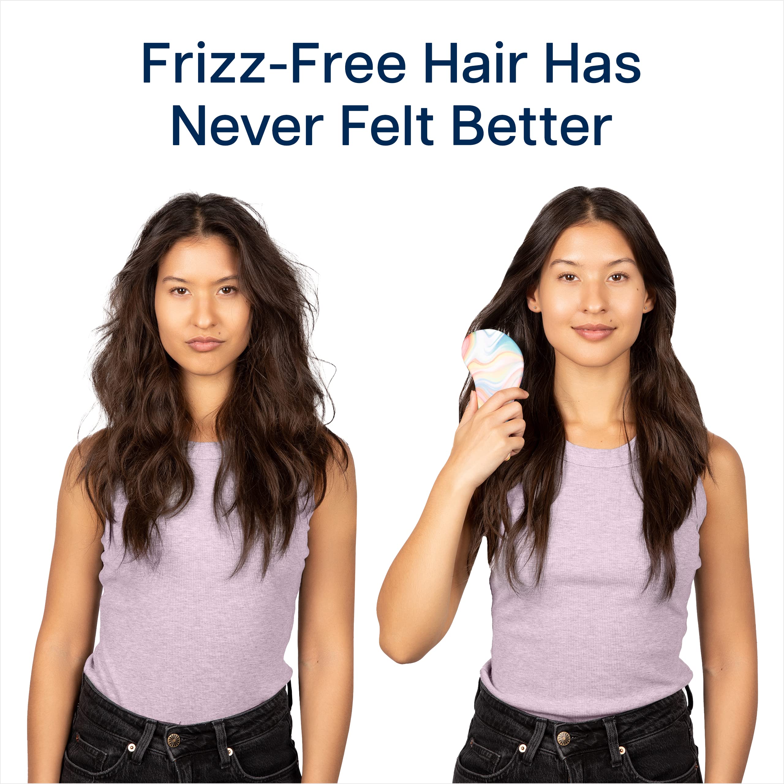 Crave Naturals Glide Thru Detangling Hair Brushes for Adults & Kids Hair - Detangler Hairbrush for Natural, Curly, Straight, Wet or Dry Hair - Hair Brushes for Women - 2 Pack - Soft Hazy Swirl & Pink