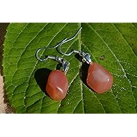 Apricot Agate Stone Sterling Silver Earrings