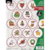 Bucilla Cross-Stitch 14 Piece Ornament Making Kit, Classic Christmas Collection, Perfect for DIY Arts and Crafts, 89454E