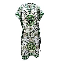 Beach Kaftan for Women Floral Printed Swim Oversized Cover Up Off White