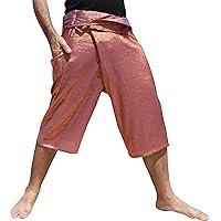 RaanPahMuang Aztec Stamped Textured Silk Thai Fisherman Pants 3/4 Capri Leg