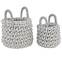 CosmoLiving by Cosmopolitan Fabric Round Storage Basket with Handles, Set of 2 17