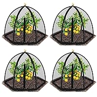 Hiboom 4 Pack Pest Guard Cover, 23 x 28 x 28 Inch Mesh Plant Cover with Zip Entry, Garden Plants Cloche Tent Protect Plants Vegetables Fruits Shrubs from Squirrel Animal, Black