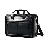 Leather Expandable Briefcase, Black, One Size, 17