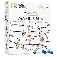 NATIONAL GEOGRAPHIC Magnetic Marble Run - 75-Piece STEM Building Set for Kids & Adults with Magnetic Track & Trick Pieces & Marbles for Building A Marble Maze, STEM Project (Amazon Exclusive)