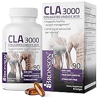 Bronson CLA 3000 Extra High Potency Supports Healthy Weight Management Lean Muscle Mass Non-Stimulating Conjugated Linoleic Acid, 90 Softgels