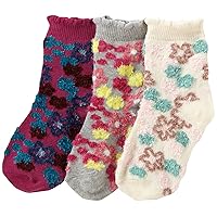 Country Kids Little Girls' Fuzzy Flower Sock 3 Pair