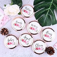 Set of 5-10, Personalized Floral Compact Mirrors Your Name Title Travel Pocket Junior Bridesmaid Proposal Gifts Bachelorette Party