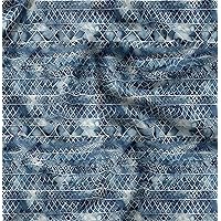 Soimoi Minky Blue Fabric by The Yard - 56 Inch Wide - Batik Tie & Dye - Batik Bloom: Artistic Patterns in Tie & Dye Printed Fabric