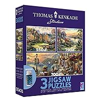 Ceaco - 3 in 1 Multipack - Thomas Kinkade - (1) 550 Piece, (1) 750 Pieces, (1) 700 Piece Jigsaw Puzzles