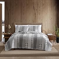 Eddie Bauer - Twin Quilt Set, Cotton Reversible Bedding with Matching Sham, Home Decor for All Seasons (Fairview Grey, Twin)