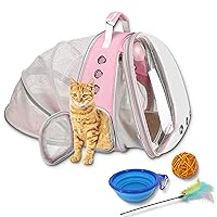 Cat Backpack, Expandable Pet Backpack Front and Back, Airline Approved, Pet Carrier Backpacks for Cat and Dog, Hiking and Outdoor, Pink
