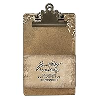 Tim Holtz Idea-ology Mini Clipboard, Approximately 7.75 x 4.5 Inches, Antiqued Brass, Removable Metal Hinge (TH93278) , Brown