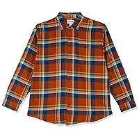 Amazon Essentials Men's Long-Sleeve Flannel Shirt (Available in Big & Tall), Blue Rust Orange Plaid, Medium