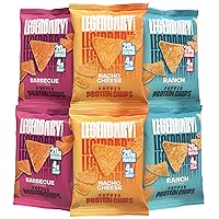 Legendary Foods High Protein Snack Variety Pack - Nacho Cheese, Ranch and BBQ Protein Chips, Crispy Tortilla Shaped Snacks, Low Sugar Diet, Healthy Gluten Free and Low Carb Taco Snack 30-Pack