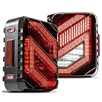 TRUE MODS LED Tail Lights Compatible with Jeep Wrangler JK JKU Sport/Sahara/Rubicon 2007-2018 Unlimited Accessories [DOT-Approved Rear Brake Light] [TBT & Reverse] [Smoked Lense] [Z-Design]
